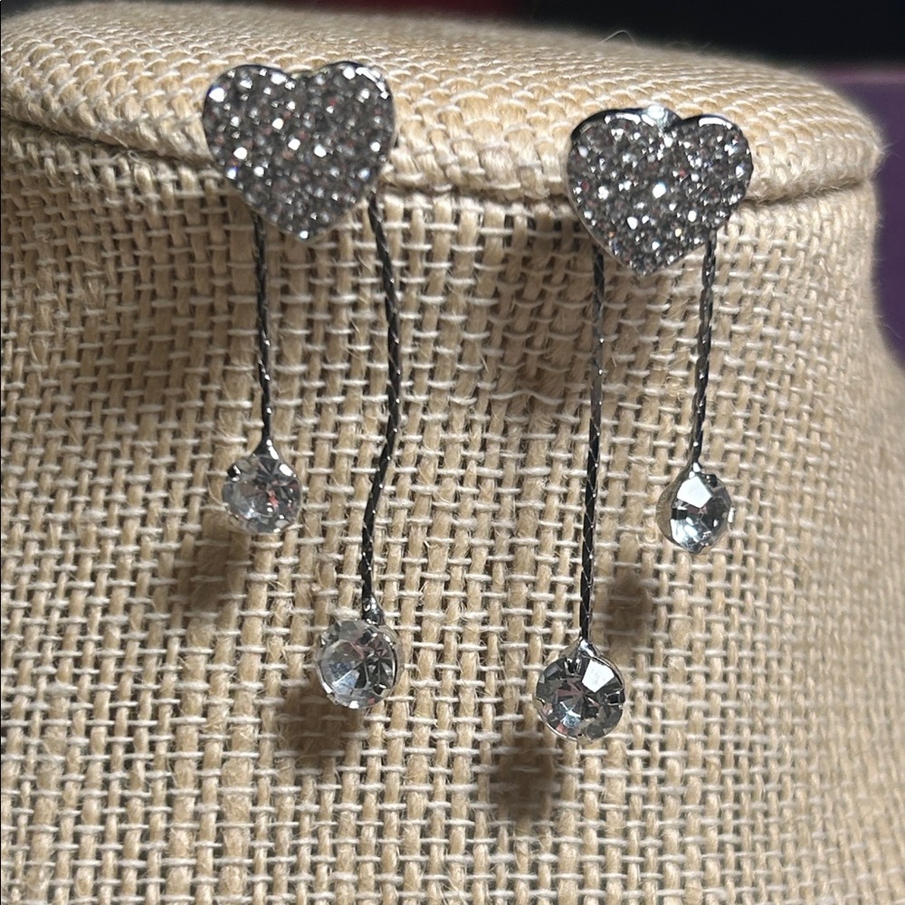 Elegant Silver Heart Drop Earrings